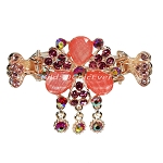 Haargreifer Blume Haarspange Haarkneifer Haarklammer Metall & Strass rot rosa gold 4827d